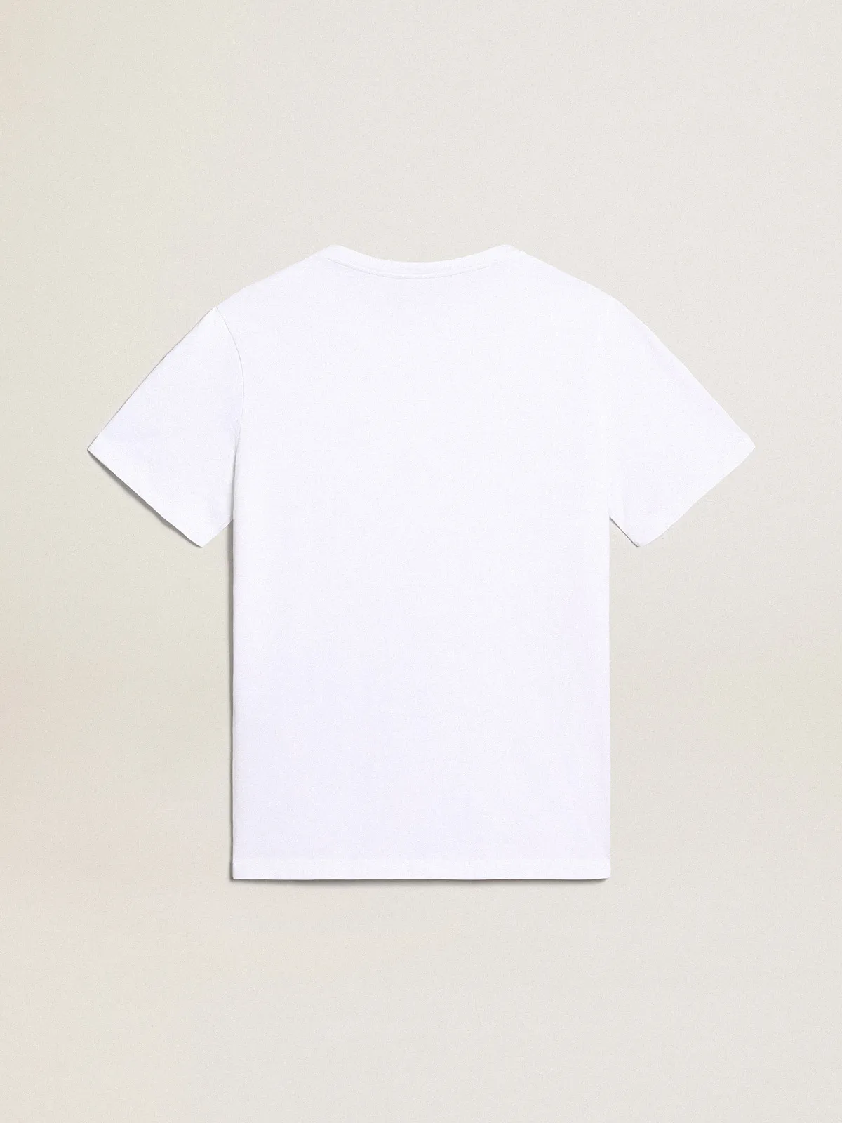 White T-shirt with contrasting black logo on the front