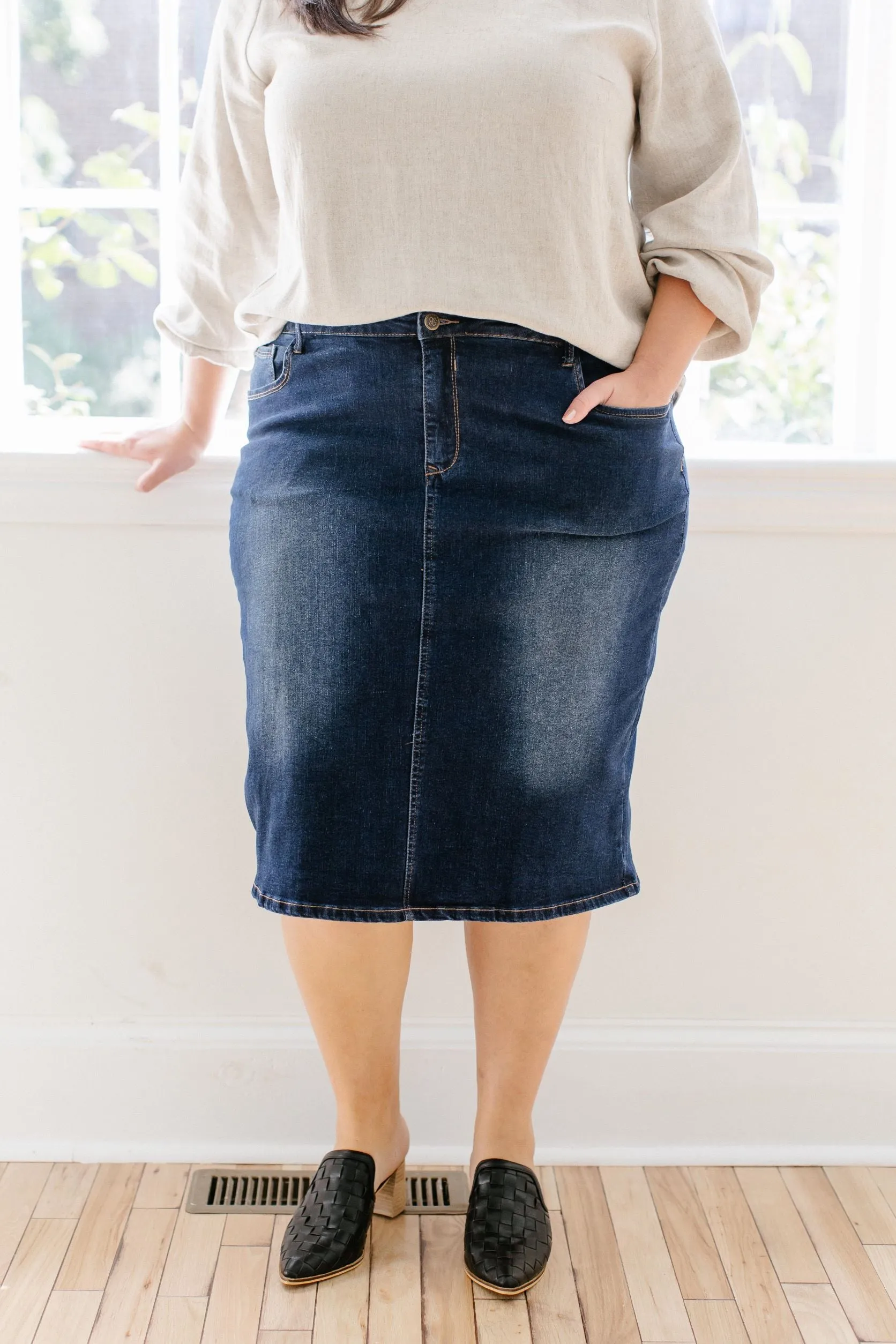 'Wren' Classic Denim Skirt