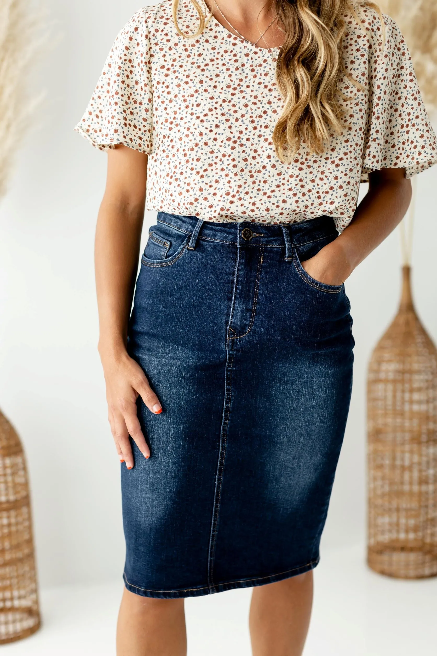 'Wren' Classic Denim Skirt